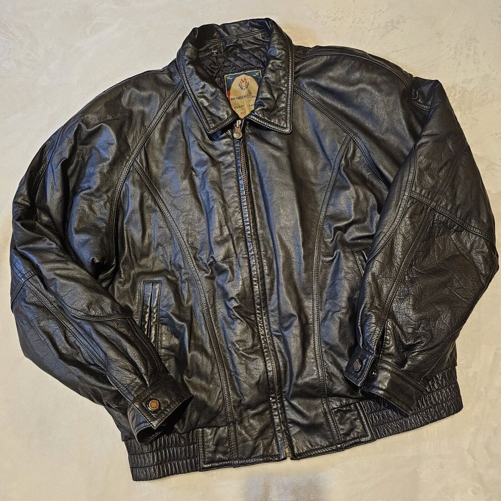 Men's Vintage Members Only Soft Black Leather Jacket Size XL - Never Worn